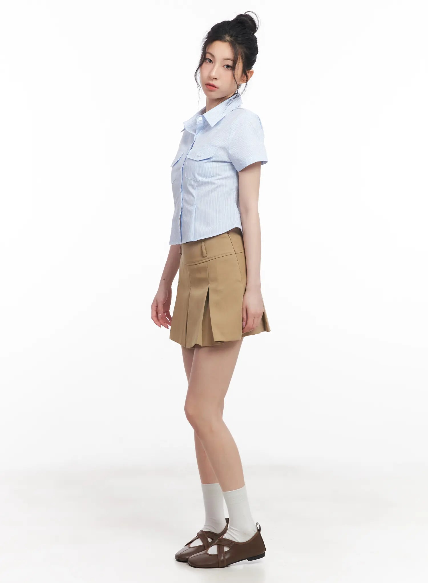 High-Waist Pleated Mini Skirt CU511